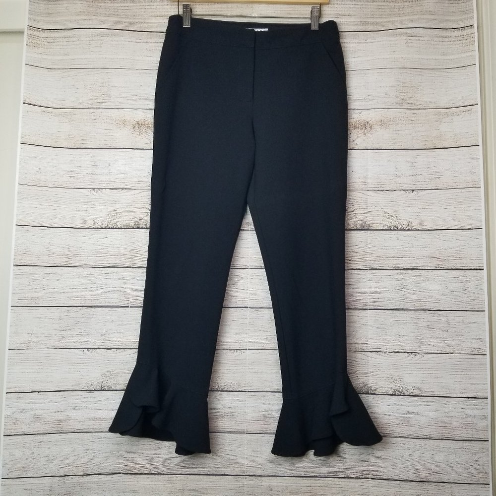 Trina Turk Black Ruffle Crop Pants Size 4 Waist